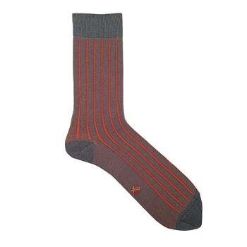 Chaussettes basses Miss anthracite-rouge à rayures verticales 4