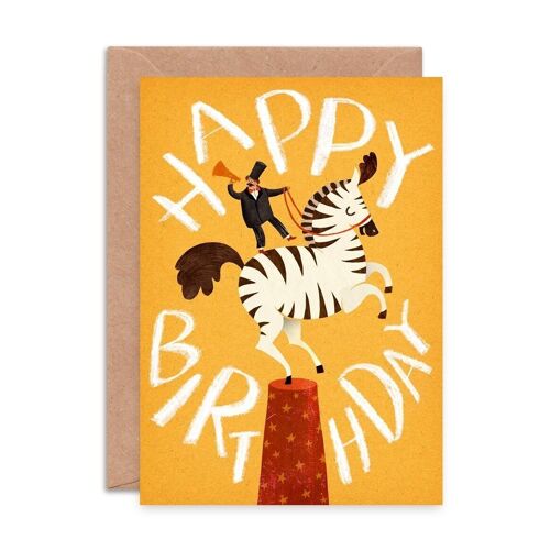 Happy Birthday Zebra Single Greeting Card