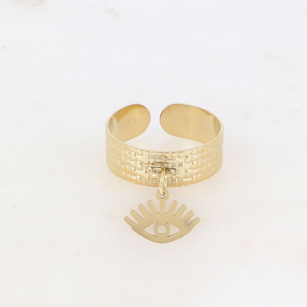 Ring – quadratischer Ring und durchbrochener Augenanhänger aus Edelstahl