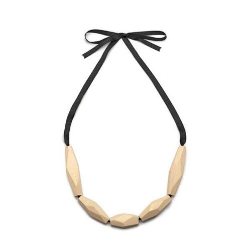 Faceted White wood necklace