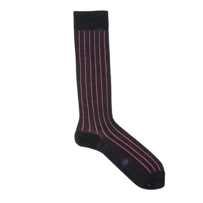 Miss Black-Fuchsia Vertical Stripe High Top Socks