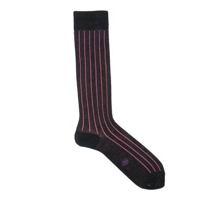 Chaussettes montantes Miss Noir-Fuchsia à Rayures Verticales