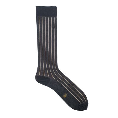 Miss Camel Black Vertical Stripe High Top Socks