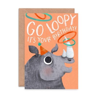 Go Loopy Rhino Single Greeting Card