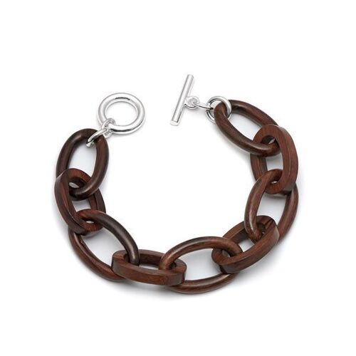 Rosewood oval link bracelet - Silver
