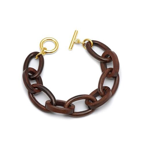 Rosewood oval link bracelet - Gold