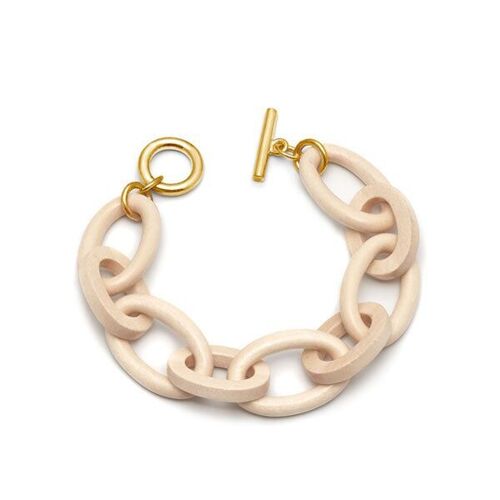 White wood oval link bracelet - Gold