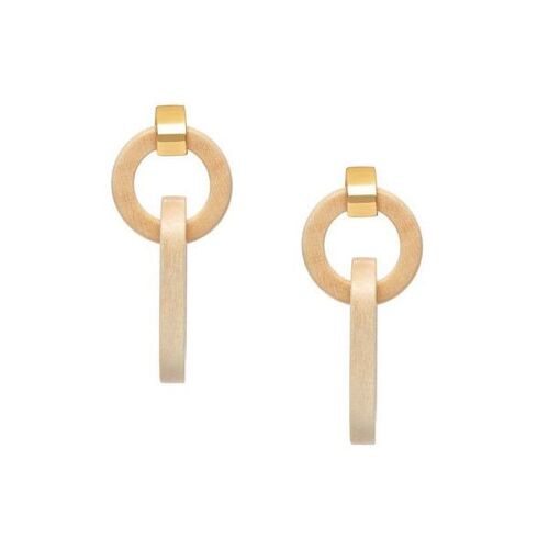 Double link white wood earring – Gold