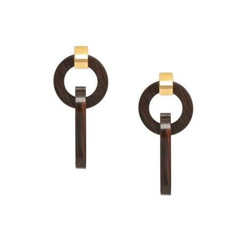 Double link Rosewood wood earring – Gold