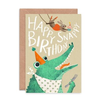 Tarjeta de felicitación Snappy Birthday Crocodile Single