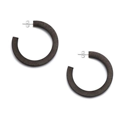 Black Wood classic Hoop Earrings