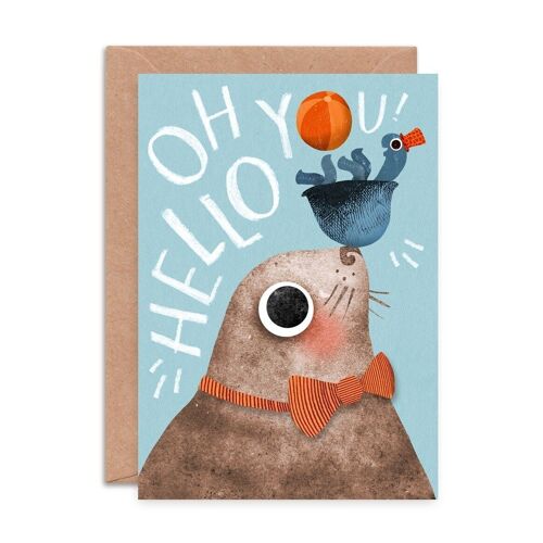 Oh Hello You Seal Single Greeting Card