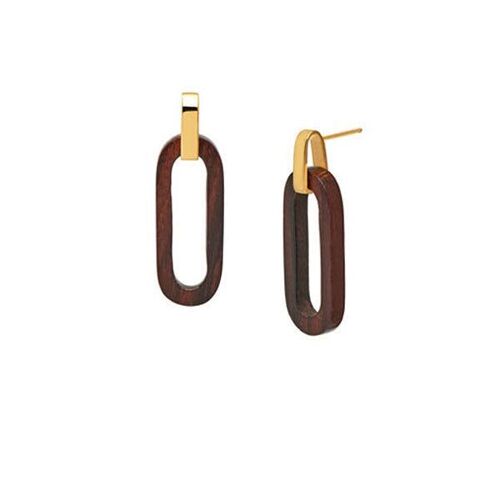 Rosewood Open Rectangle Drop Earring - Gold plate
