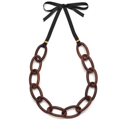 Halskette mit ovalen Gliedern aus Palisanderholz – Vergoldet