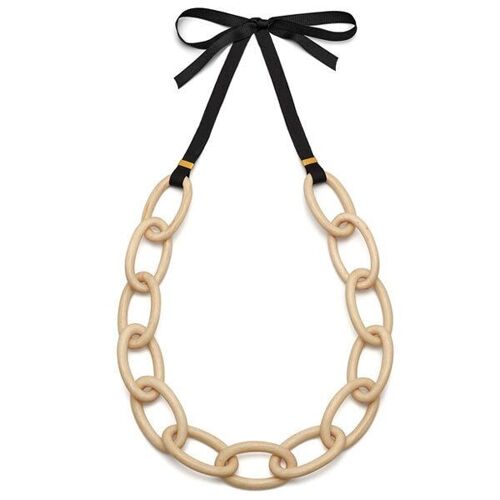 Oval link necklace - White wood