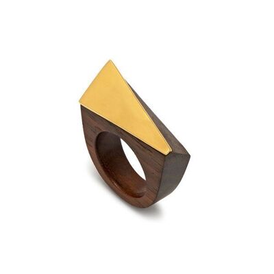 Eckiger Ring aus Rosenholz - Gold