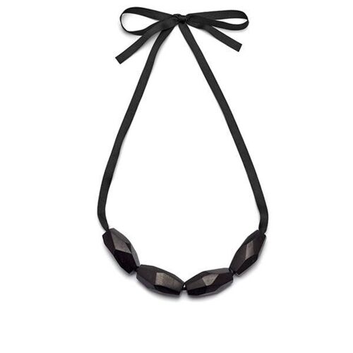 Faceted Black wood bead necklace