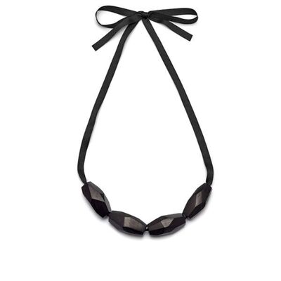 Collana di perle di legno nero sfaccettato