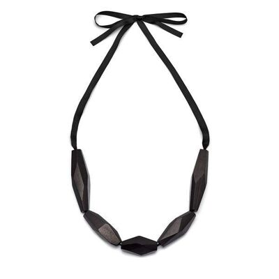 Faceted Black wood necklace