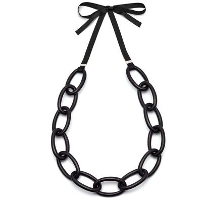 Oval link necklace - Black wood