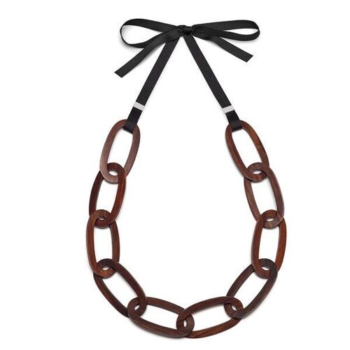 Flat oval link necklace Rosewood