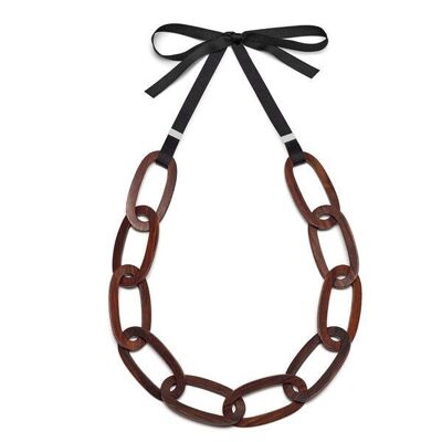 Flat oval link necklace Rosewood