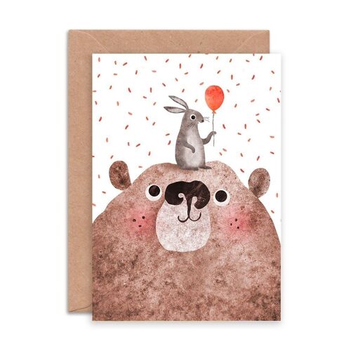 Bear & Bunny Single Greeting Card