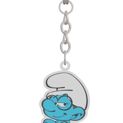 METAL KEY RING - SMURF WITH GLASSES