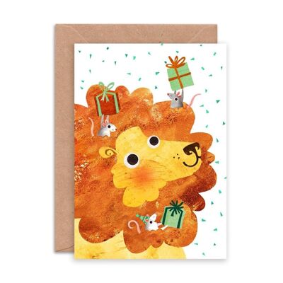 Carte de vœux simple Lion et souris