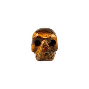 Sculpté à la main - Oeil de Tigre - Tête de Crâne en Cristal - 2 cm 2