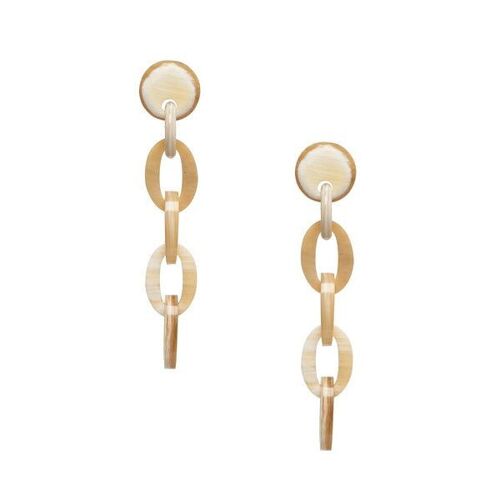 White Natural horn chain link earring