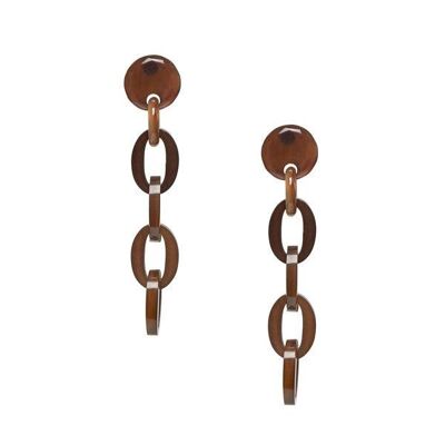 Brown Natural horn chain link earring
