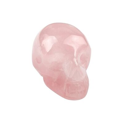 Tallado a mano - Cuarzo rosa - Cabeza de calavera de cristal - 2cm