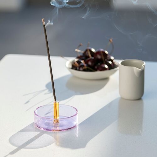 Duo Tone Glass Incense Holder - Lilac / Peach