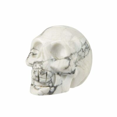 Sculpté à la main - Howlite - Tête de crâne en cristal - 2 cm