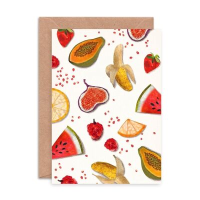 Tarjeta de felicitación única con patrón de frutas