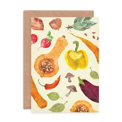 Carte de voeux simple motif de légumes