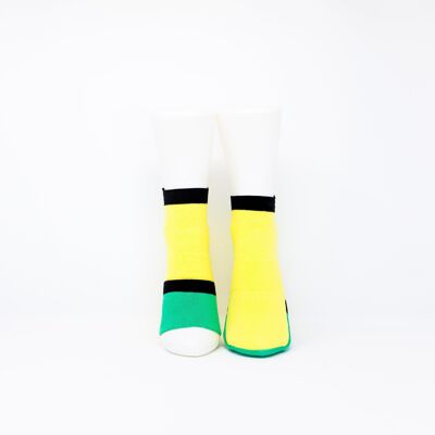 Chaussettes de yoga antidérapantes adulte jaune/vert