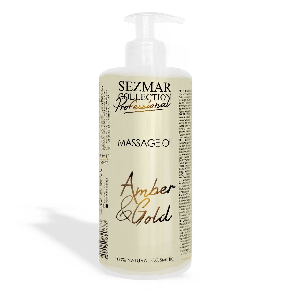 Aceite Corporal de Masaje Profesional Oro y Ámbar - 100% Natural, 500 ml