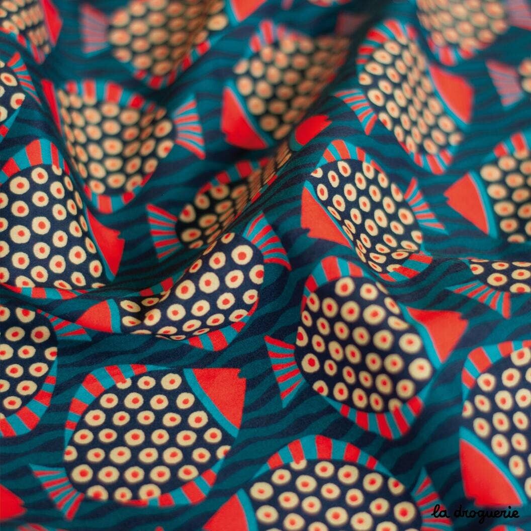 Tissu au mètre Limonade à Athènes - Bleu nuit