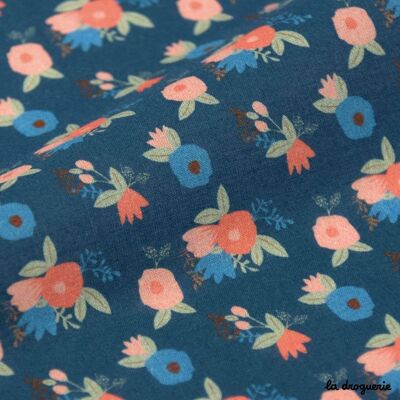 Fabric by the meter "Petit Cottage" Midnight blue
