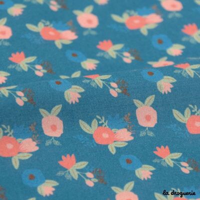 Fabric by the meter "Petit Cottage" Boreal blue