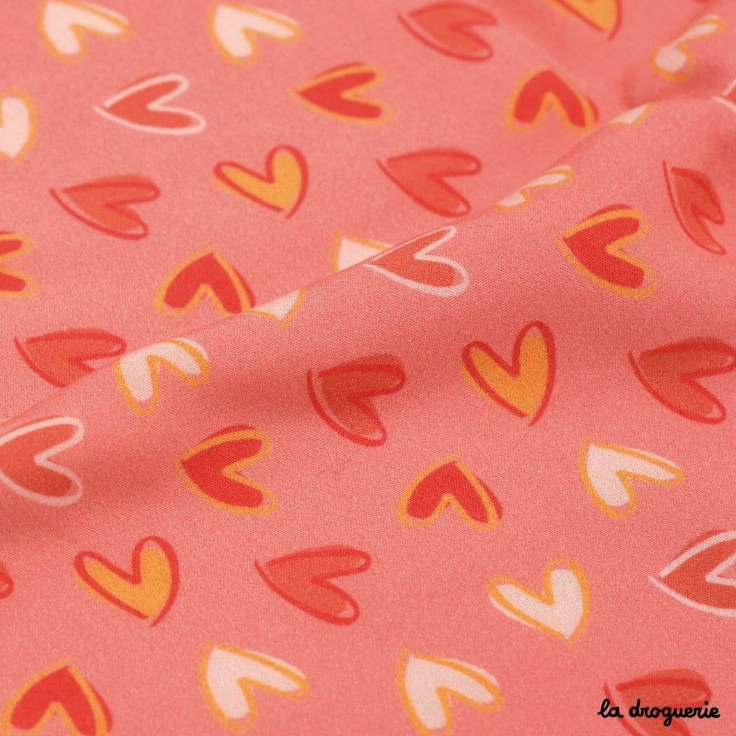 Fabric by the meter "Joli coeur" Mango