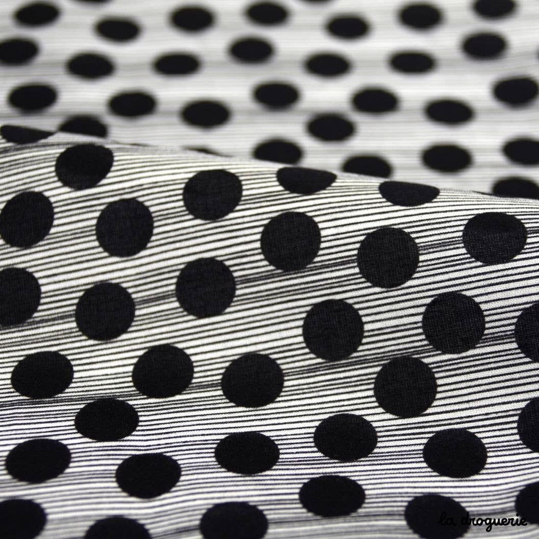 Tissu au mètre "Histoire de pois" Pois noirs