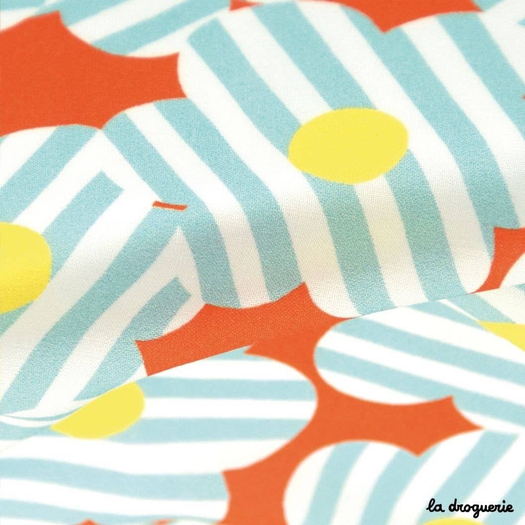 Tissu au mètre "Good vibrations" Fond corail