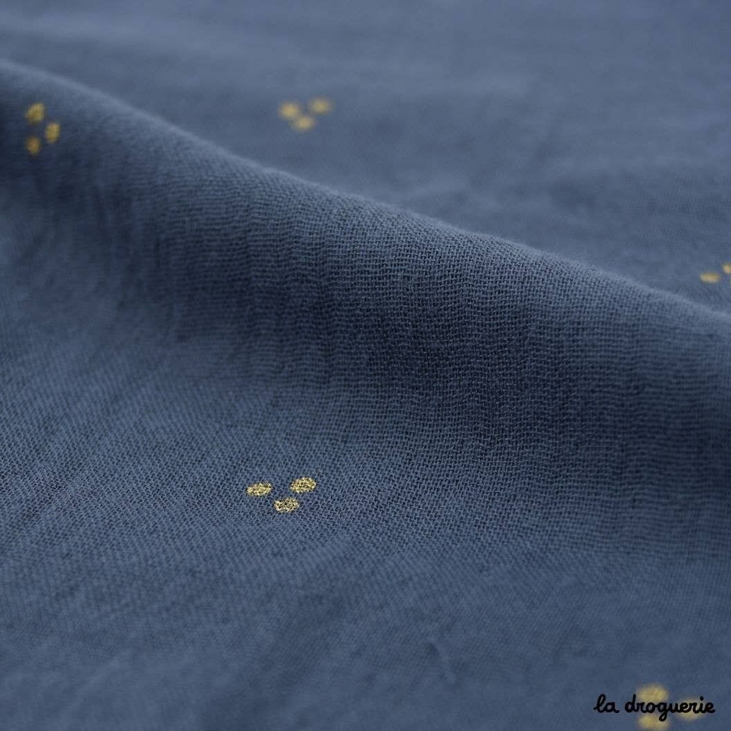 Tessuto al metro "Dolce romanticismo in rilievo" Blu minerale