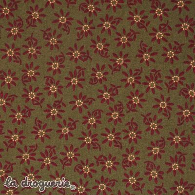 Fabric by the meter "Many... Passionately" Khaki and burgundy