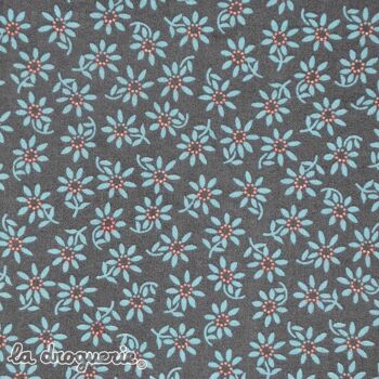 Tissu au mètre "Beaucoup... Passionnément" Gris et bleu 1