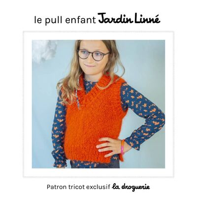 Knitting pattern for the children's sleeveless sweater Jardin Linné
