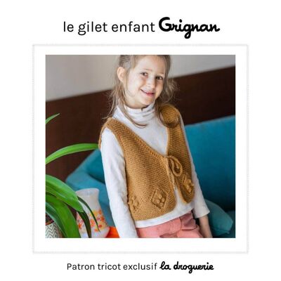 Modello ai ferri per il gilet senza maniche per bambini “Grignan”.